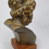 Bust of Homer in patinated plaster on wooden base, 21 cm