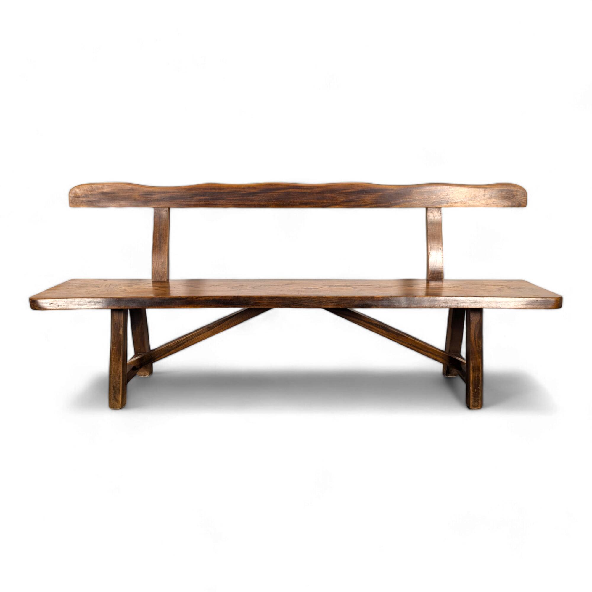 Pair of Aranjou solid elm benches