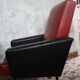3-seater sofa and 2 rockabilly chairs in red and black skai