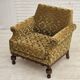 1960s, Danish armchair, furniture velour, carved oak wood.
