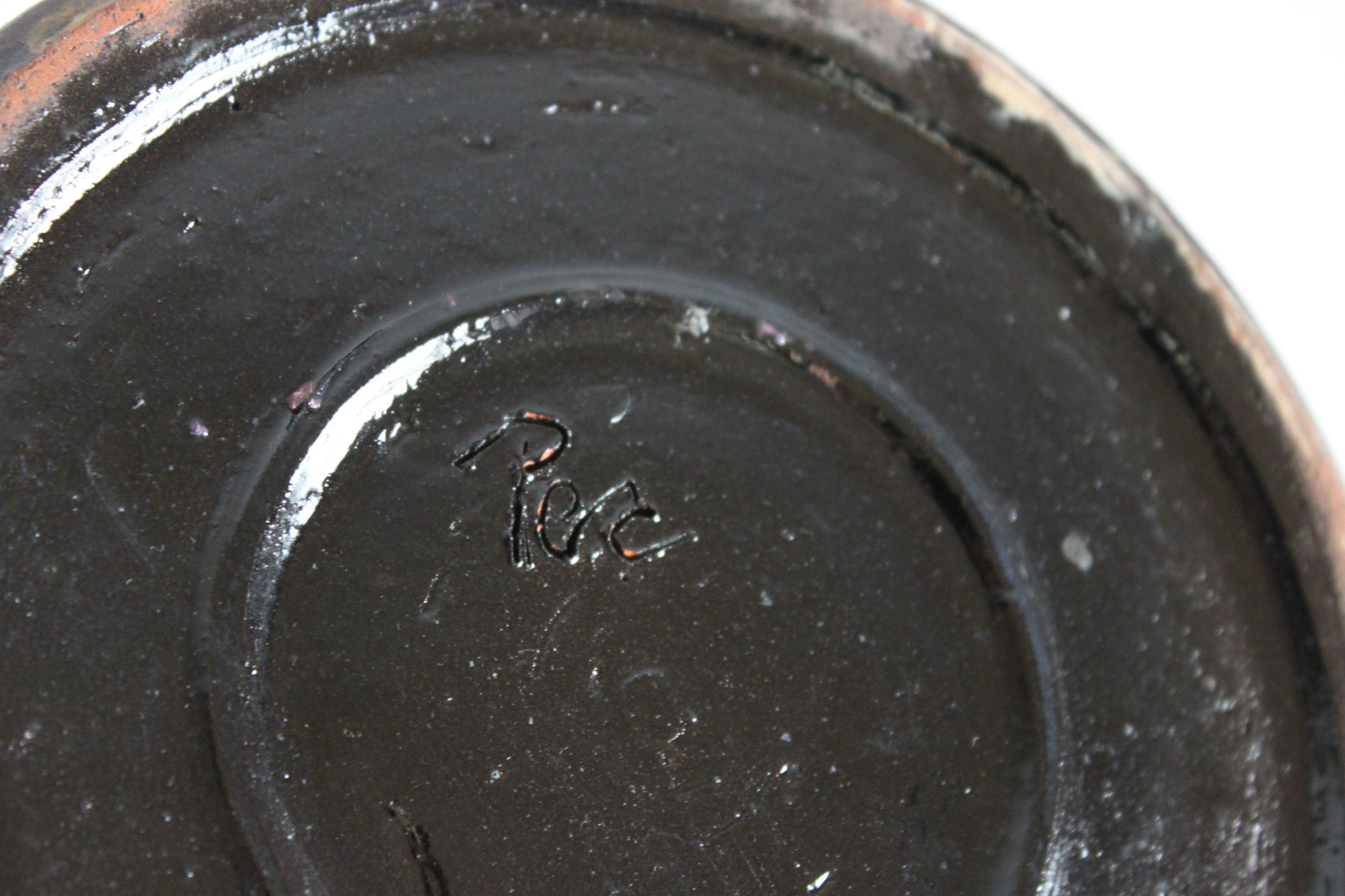 Blue ringed vase by Rogier Vandeweghe for Perignem Belgium, 1960s.