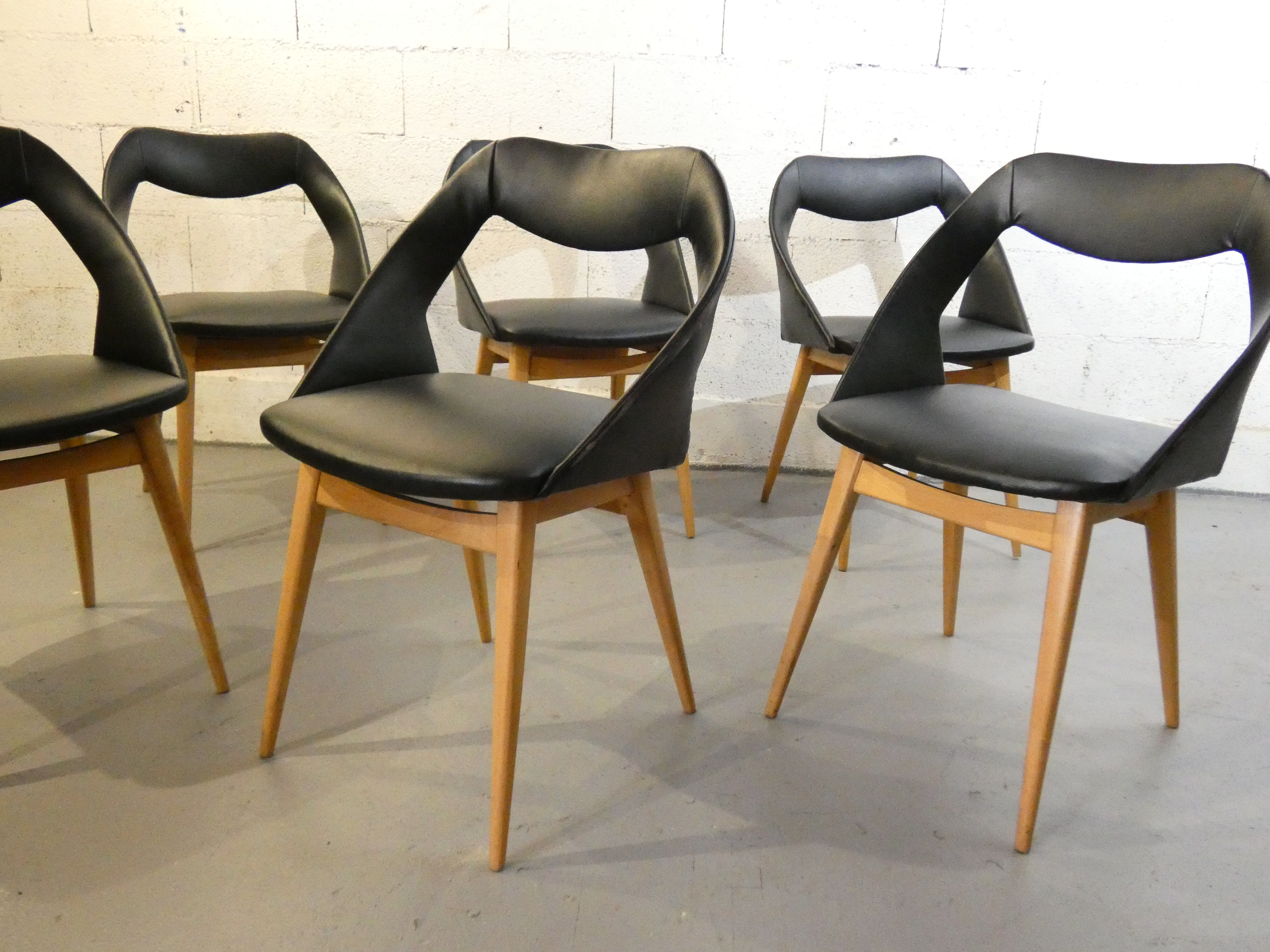 Série de 6 chaises de Louis Paolozzi édité par Zol 1950