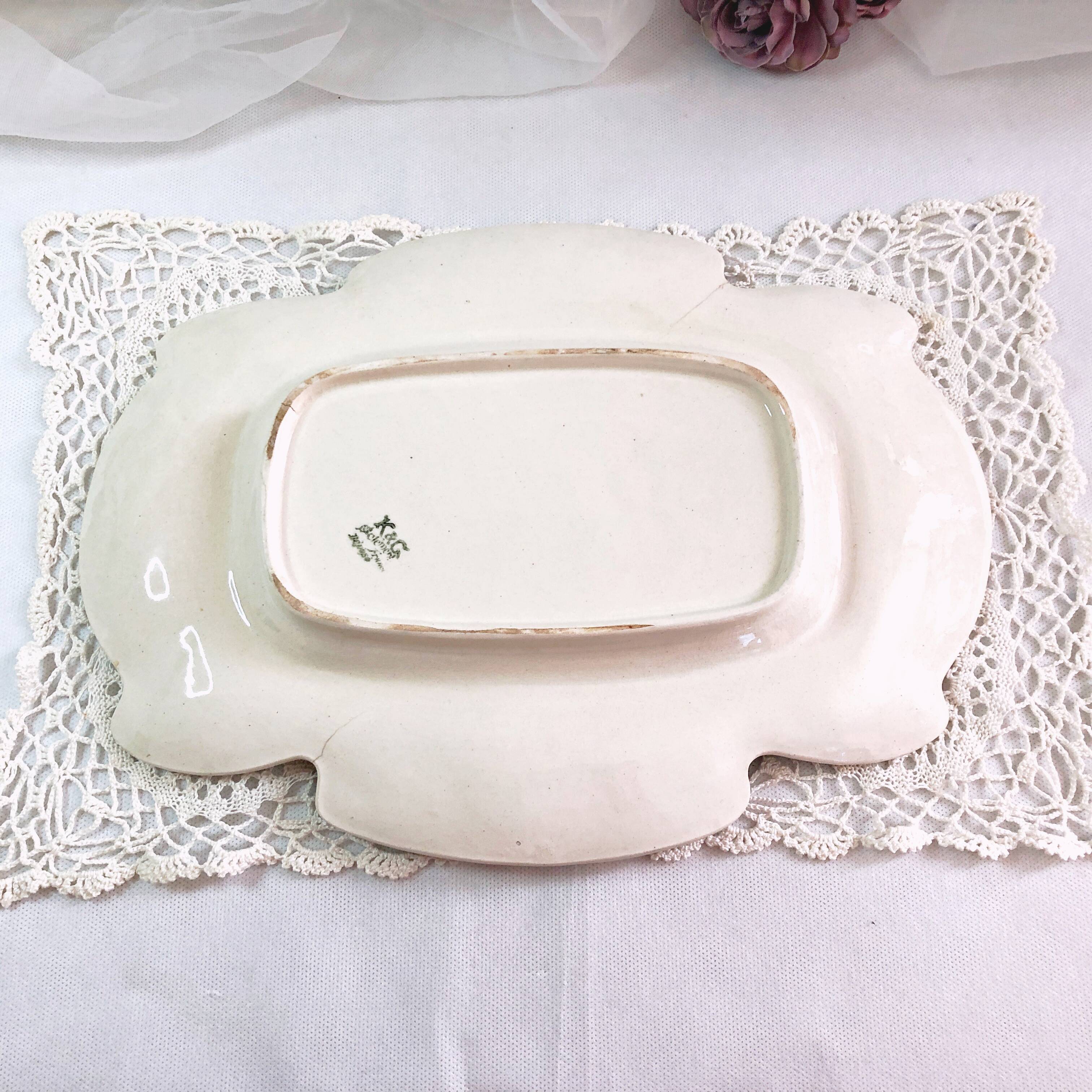 Large earthenware hollow dish KG Saint Clément France 36 cm