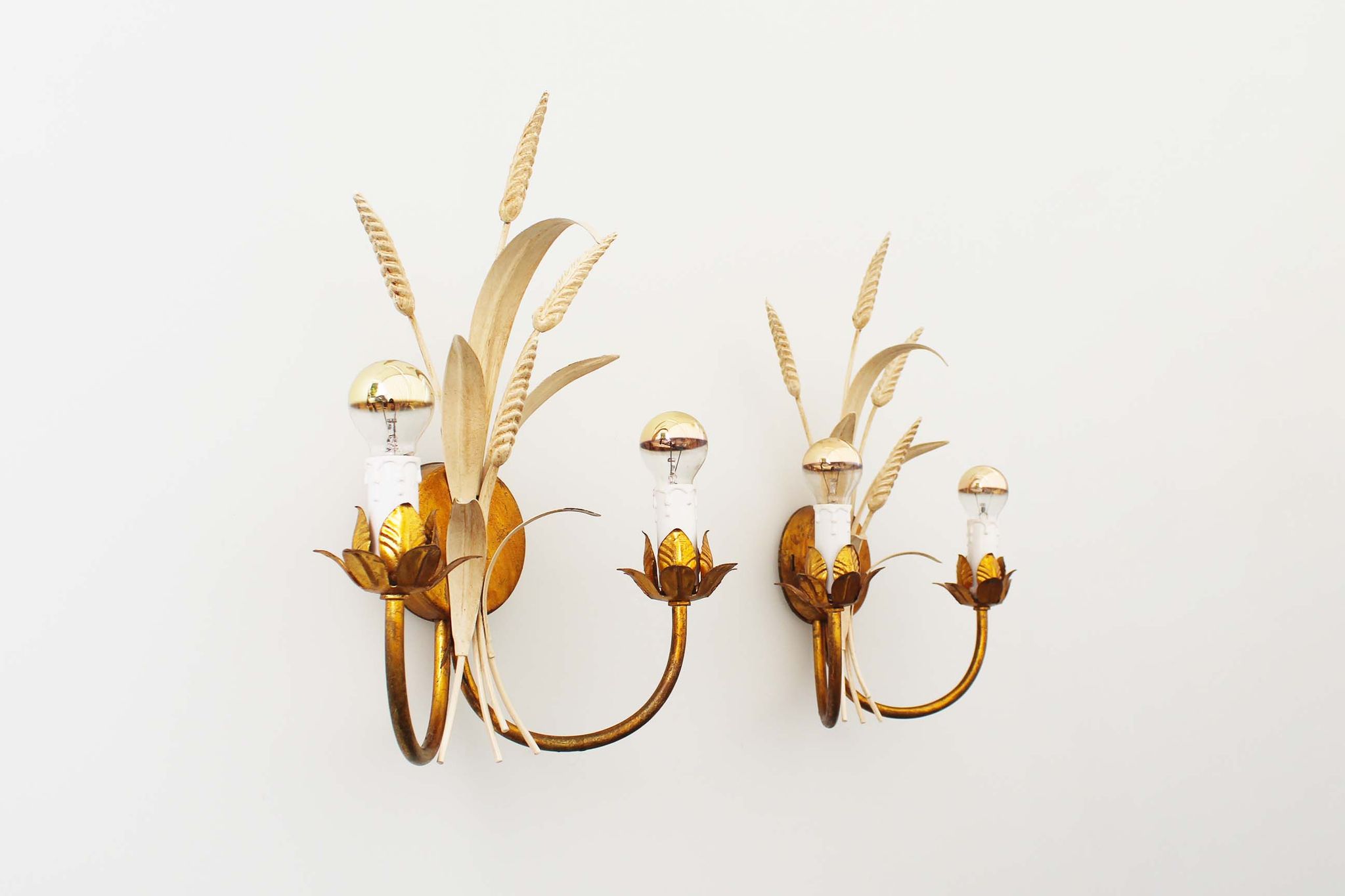 Pair of Vintage Gilt Sheaf of Wheat Scones by Hans Kögl
