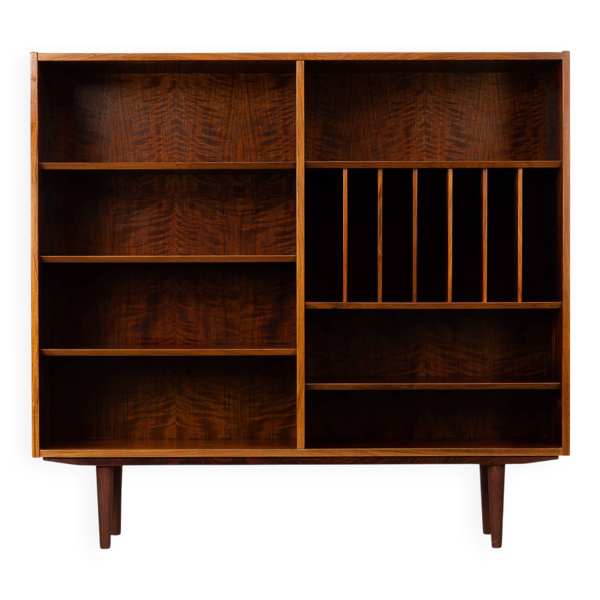 Bibliothèque en palissandre de design danois avec porte-disques vinyles, années 1960