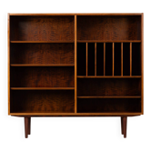 Bibliothèque en palissandre de design danois avec porte-disques vinyles, années 1960