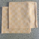 Duo of towels tea towels 37 x 40 damask orange melon