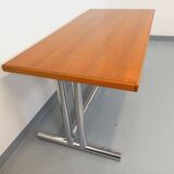 Vintage walnut and chrome metal desk from the 1970s.