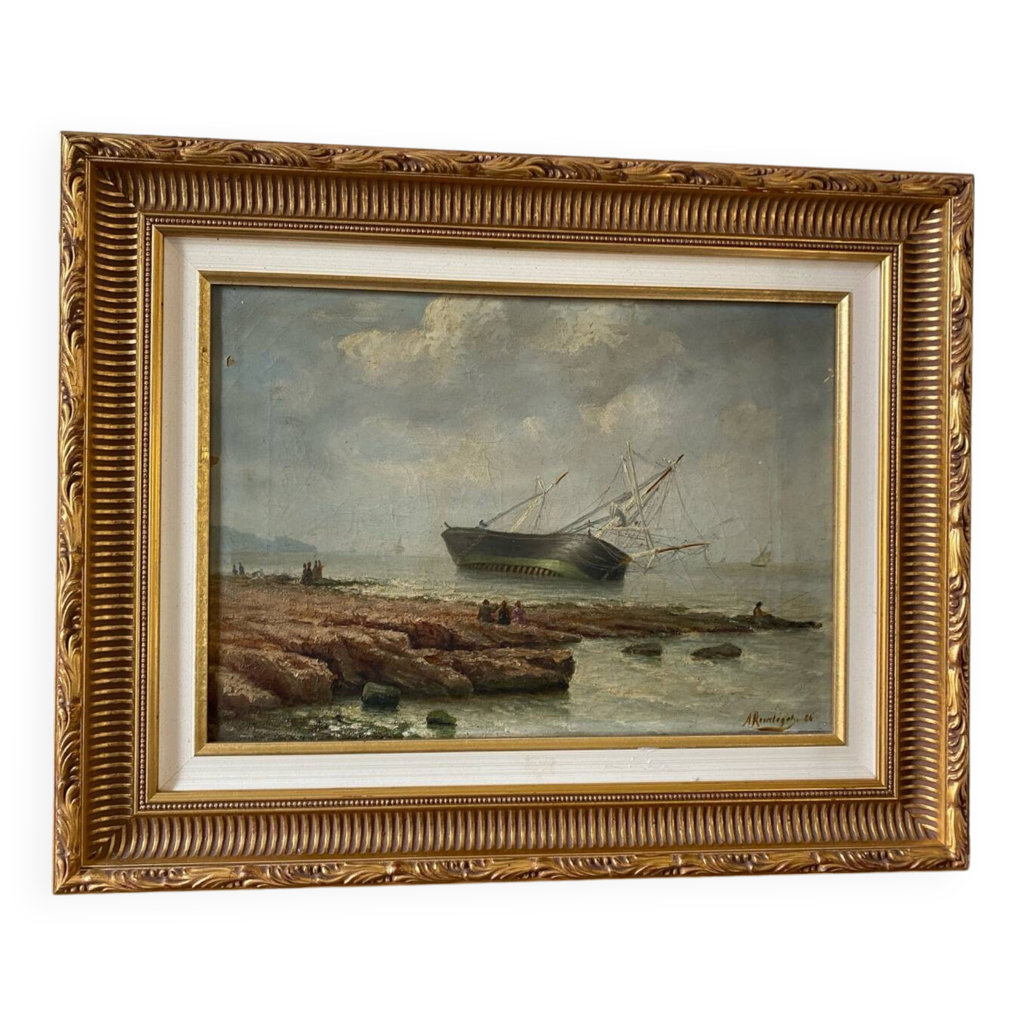Signed stranded boat from 1886