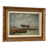 Signed stranded boat from 1886