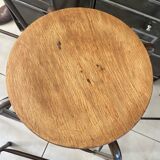 Series of 5 metal and wood workshop stools