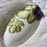 Vintage barbotine bowl / dish with fig motif