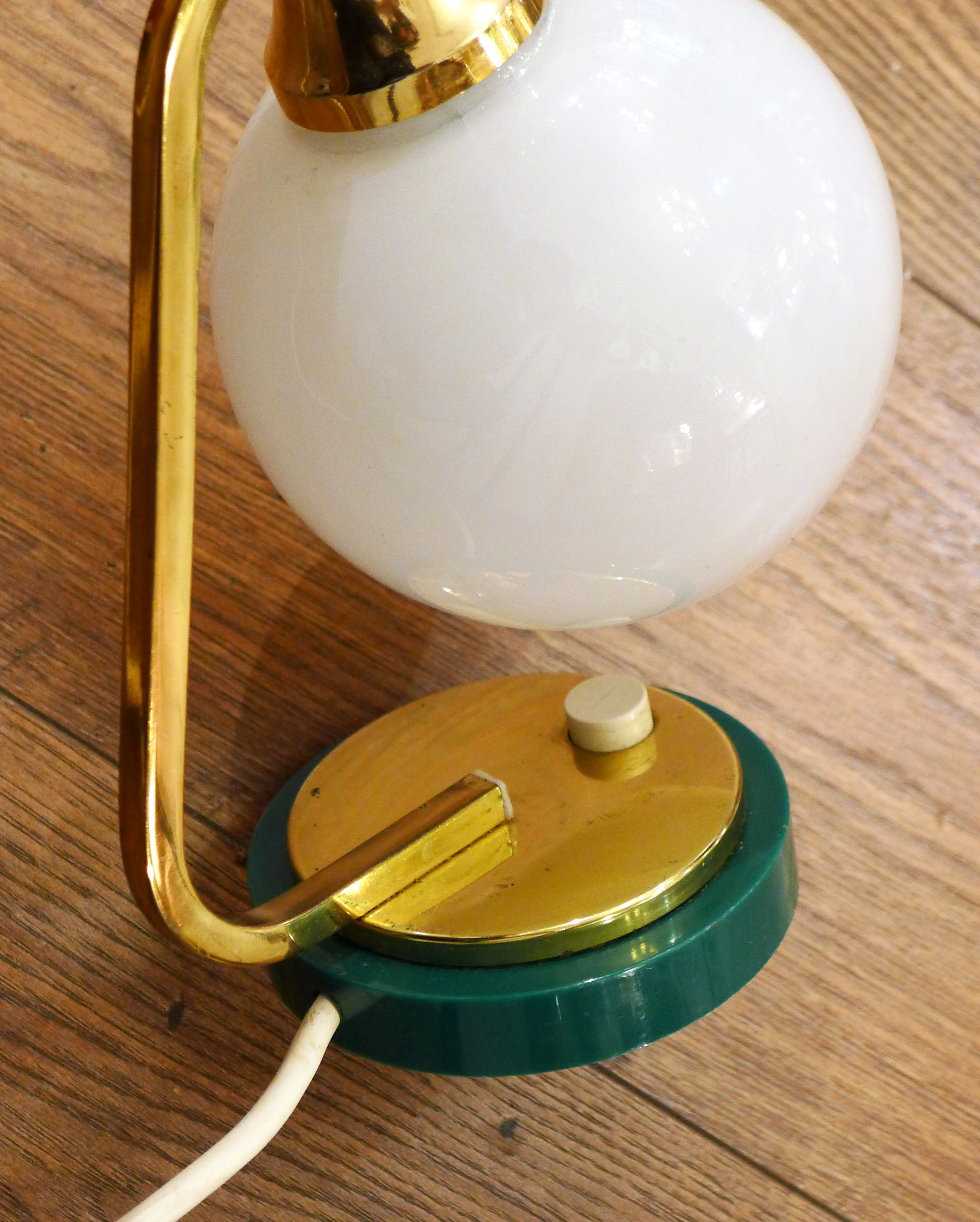 Golden lamp & opal globe