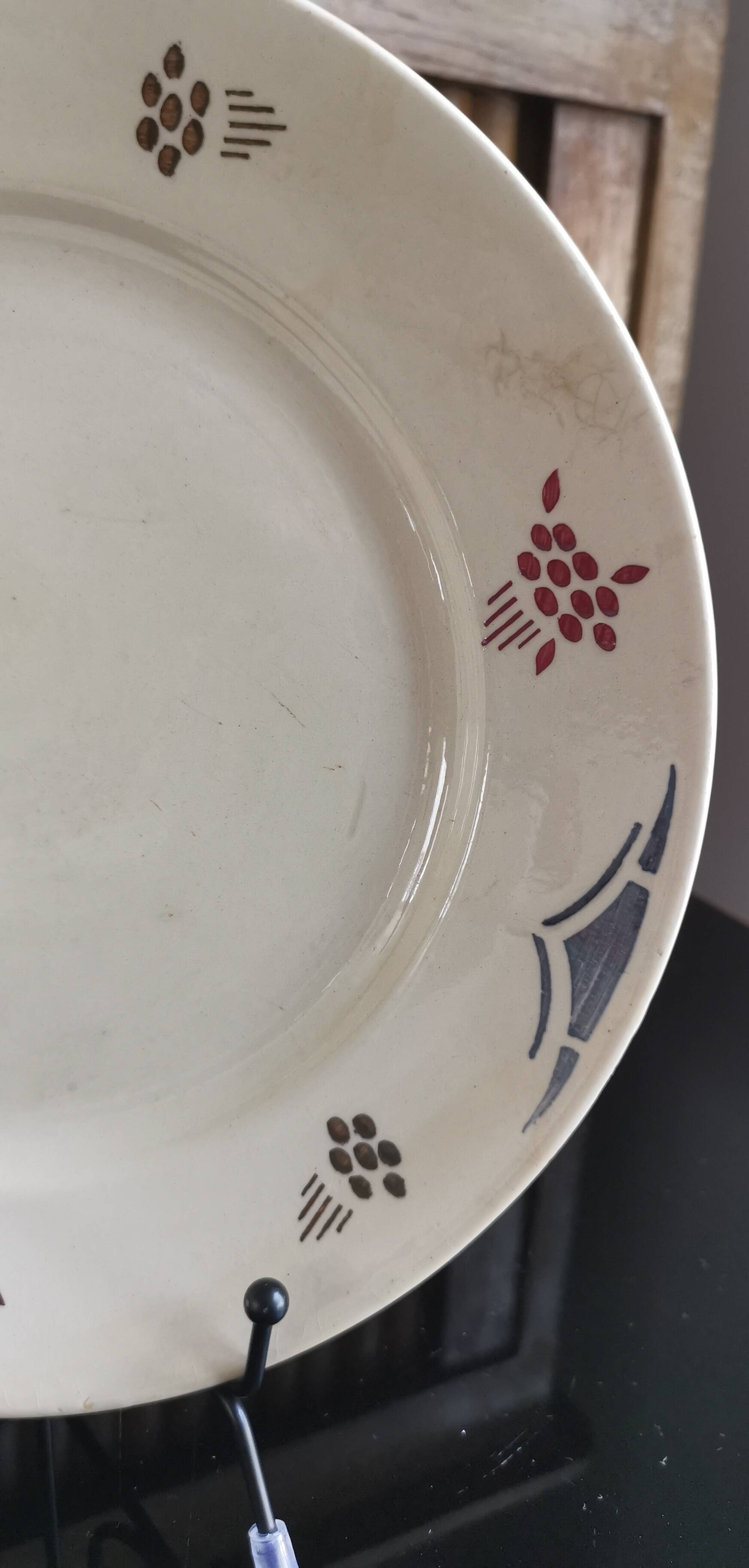 4 old mismatched plates Gien, St Amand, K&G Lunéville