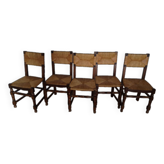 Set of 5 straw chairs