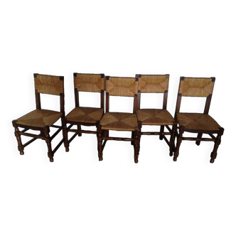 Lot de 5 chaises pailles