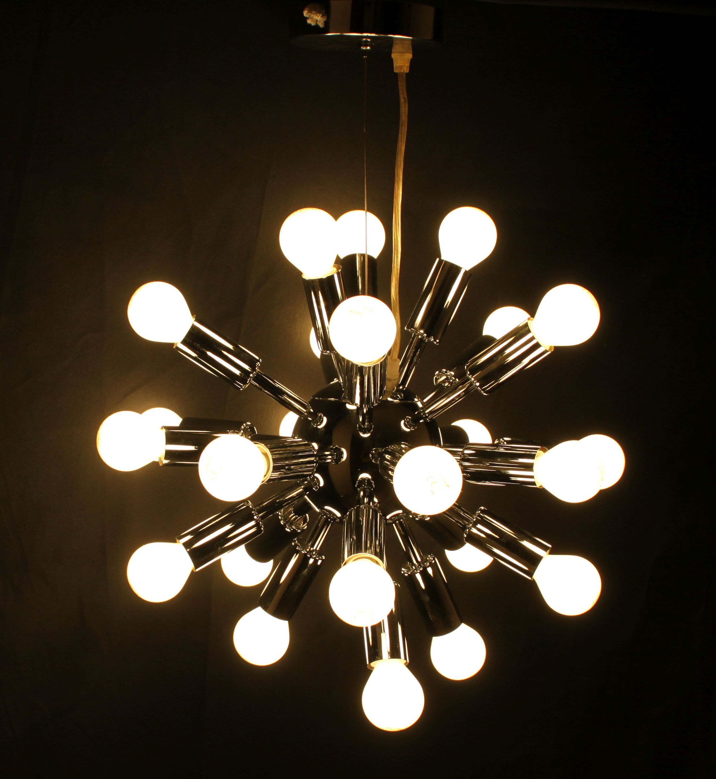 Sputnik chandelier in chrome metal, 24 lights