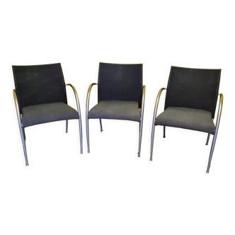 3 italian tonon design armchairs or office chairs, from the 1990s