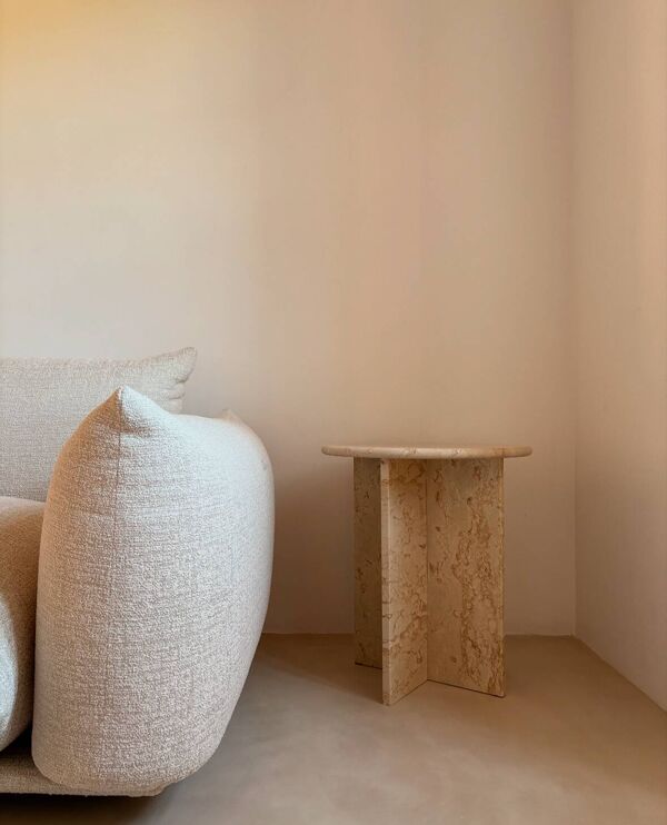 table de chevet table d’appoint travertin marbre bout de canapé