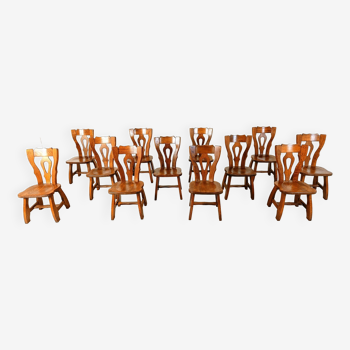 Chaises à repas vintage brutalistes, lot de 12 - 1960