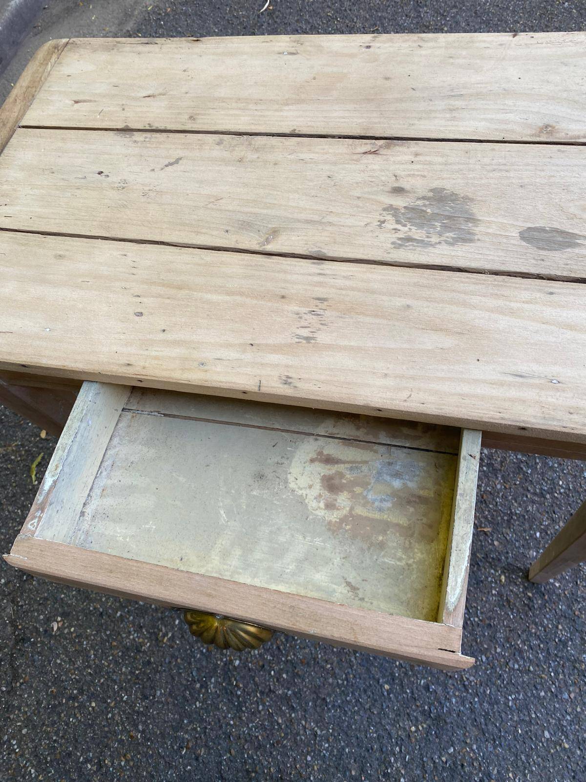 Renovated Parisian desk in raw solid wood 1950 - 80x45cm