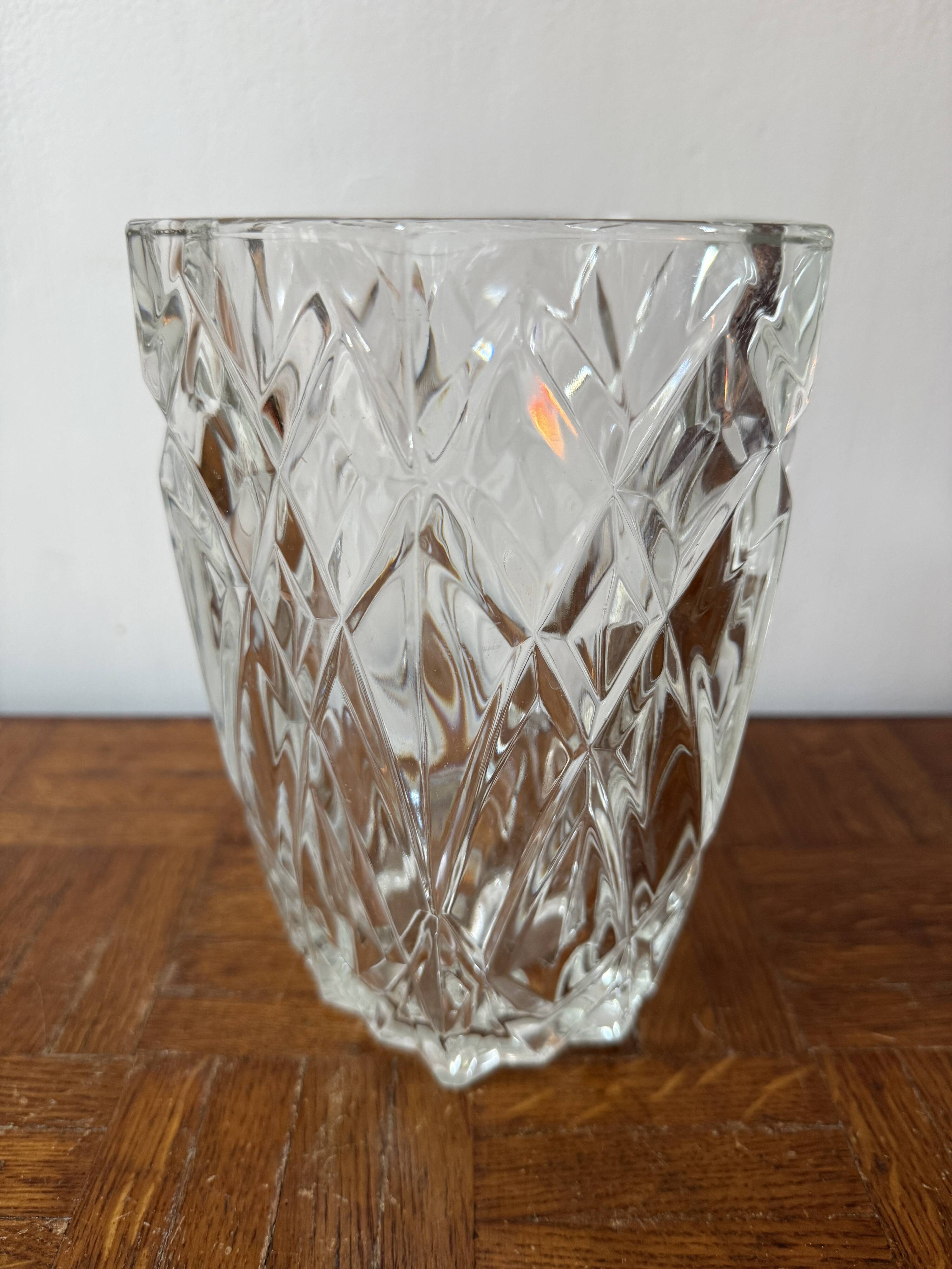 Cut glass transparent vase