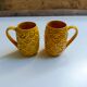 Handmade yellow pineapple mugs signed Kerangol made in Portugal.