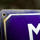 Former French street name plaque in bulging enamel led sheet "Montée des Tupinieres"