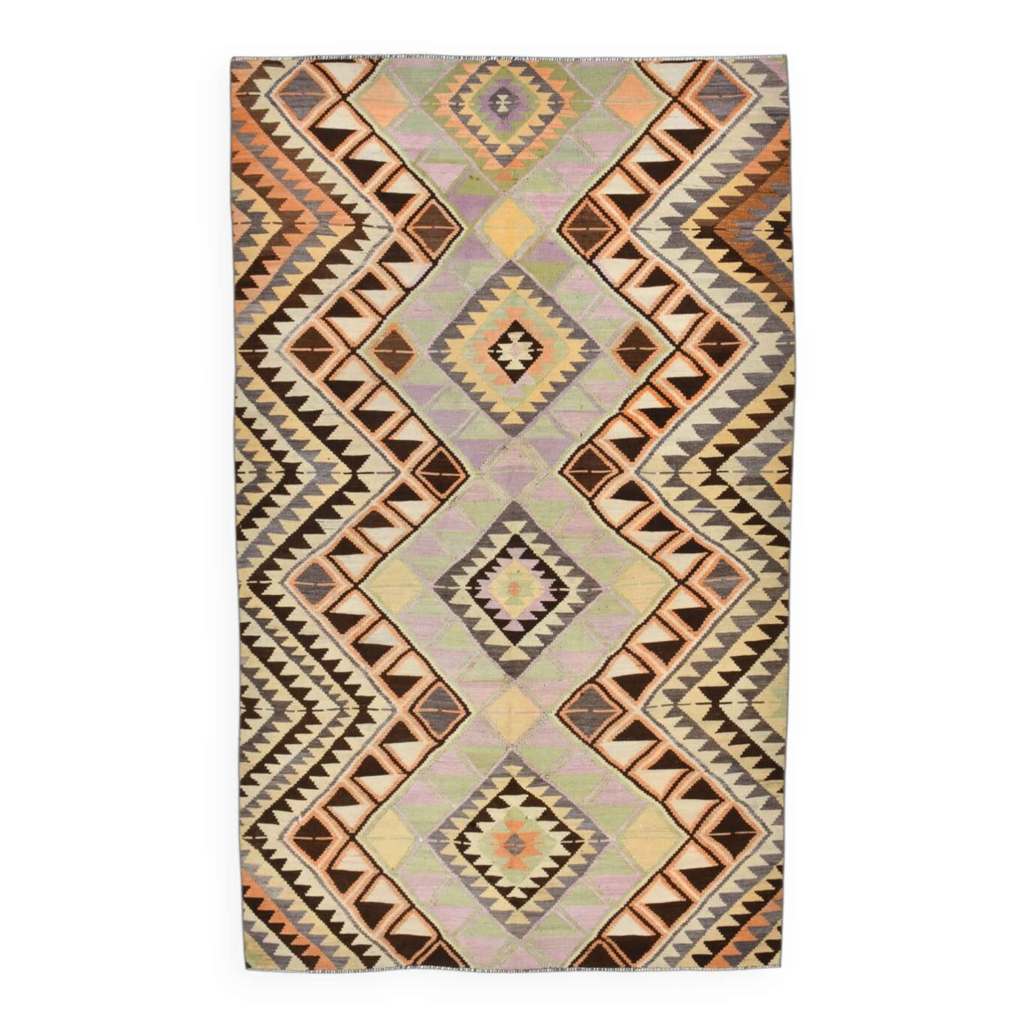 Yellow & Brown Turkish Kilim Rug, 172x284Cm
