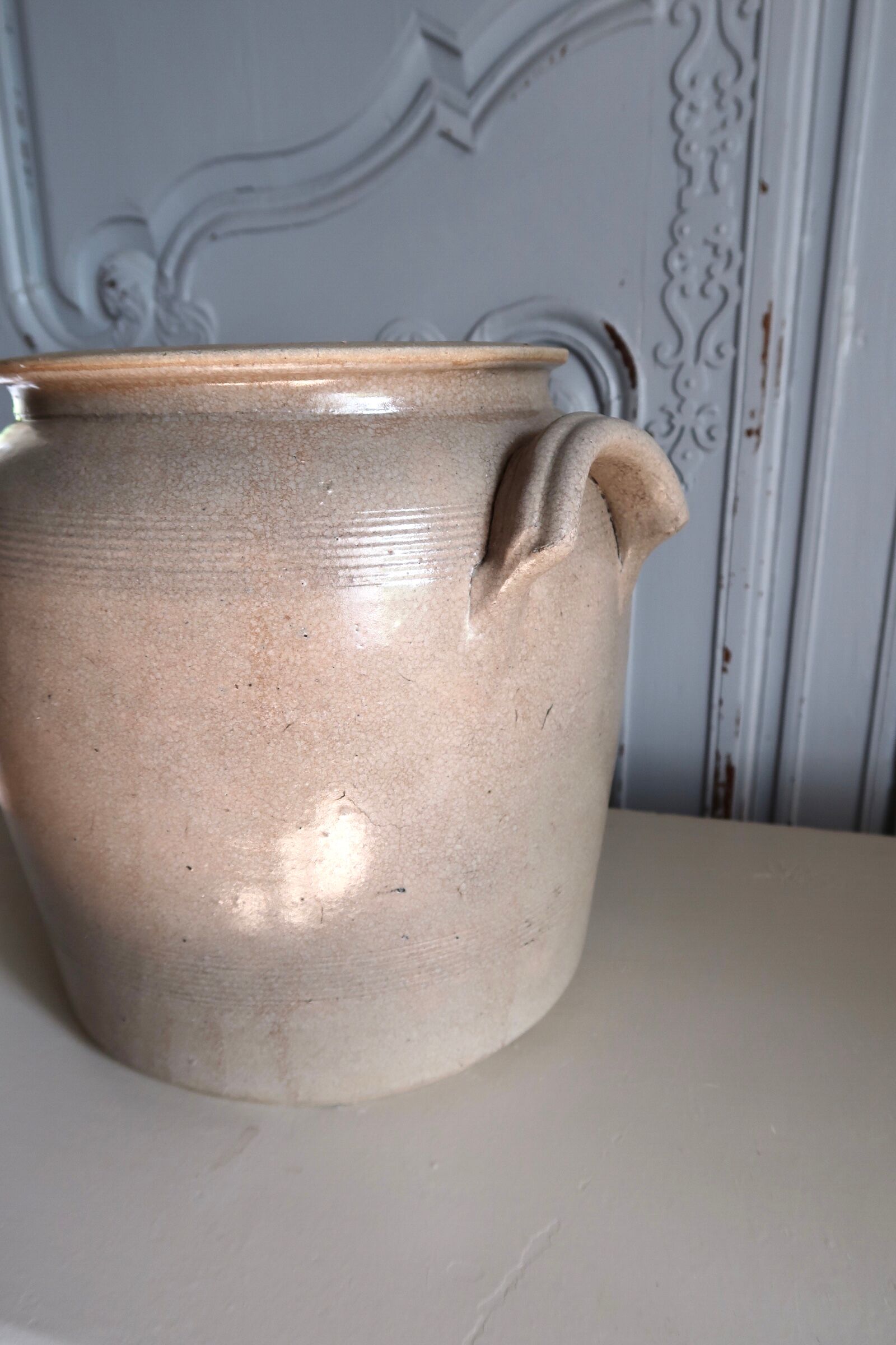Old grey sandstone pot