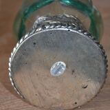 Antique glass and silver-plated metal bowl/candle holder