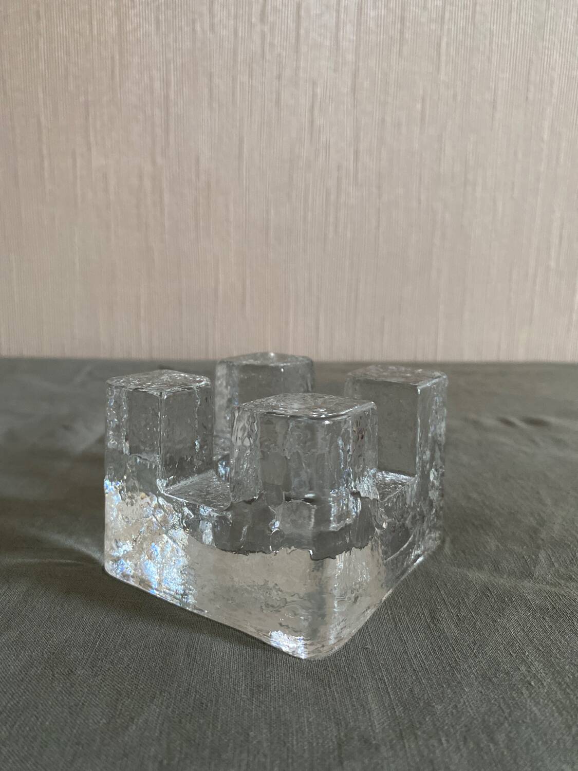 Molded glass candle holder
