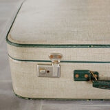 Old cream and green coloured suitcase
