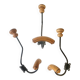 Trio of antique wooden and metal coat hooks