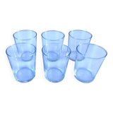 6 old transparent glass tumblers
