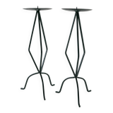 Paire de chandeliers sculpturaux en fer forgé, brutalistes, 1970