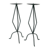 Paire de chandeliers sculpturaux en fer forgé, brutalistes, 1970