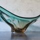 Large amber and green glass cup