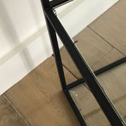 2 tables, black metal contemporary sofa pieces and glasses on 3 levels 60x60x60