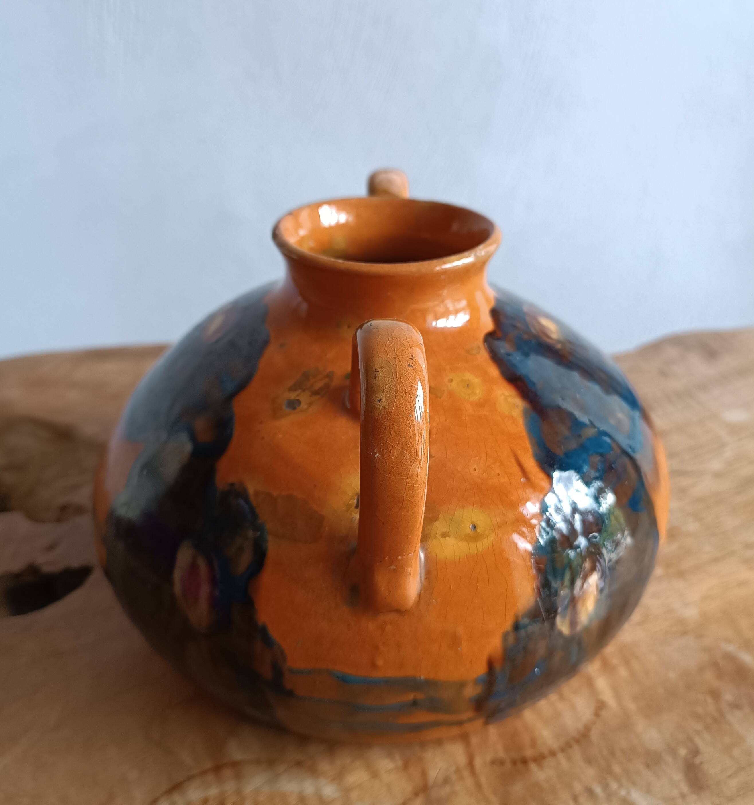 Emile SIMONOD (1893-1977) Glazed ceramic vase with handles Savoie France