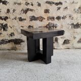Pair of blackened exotic wood bedside tables
