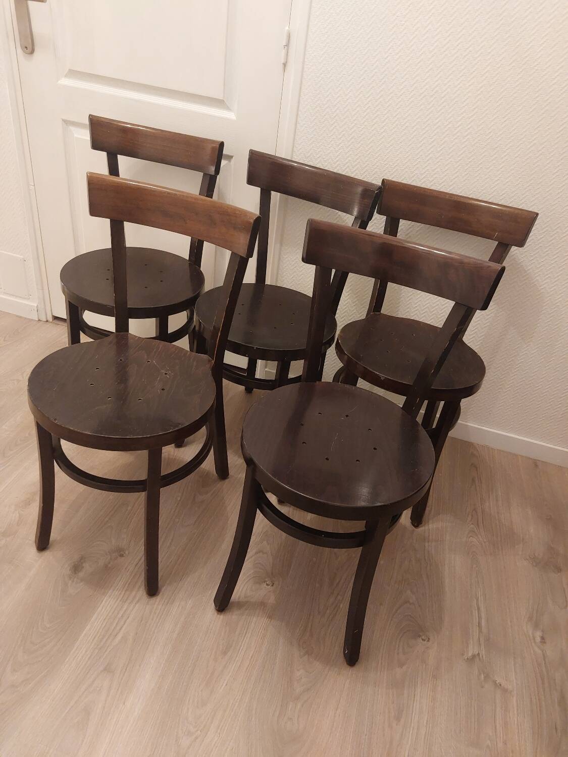Series of 5 Baumann bistro chairs