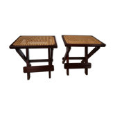 Pair of stools in caning