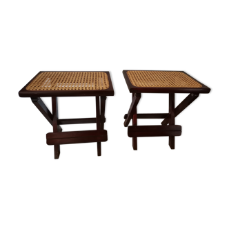 Pair of stools in caning