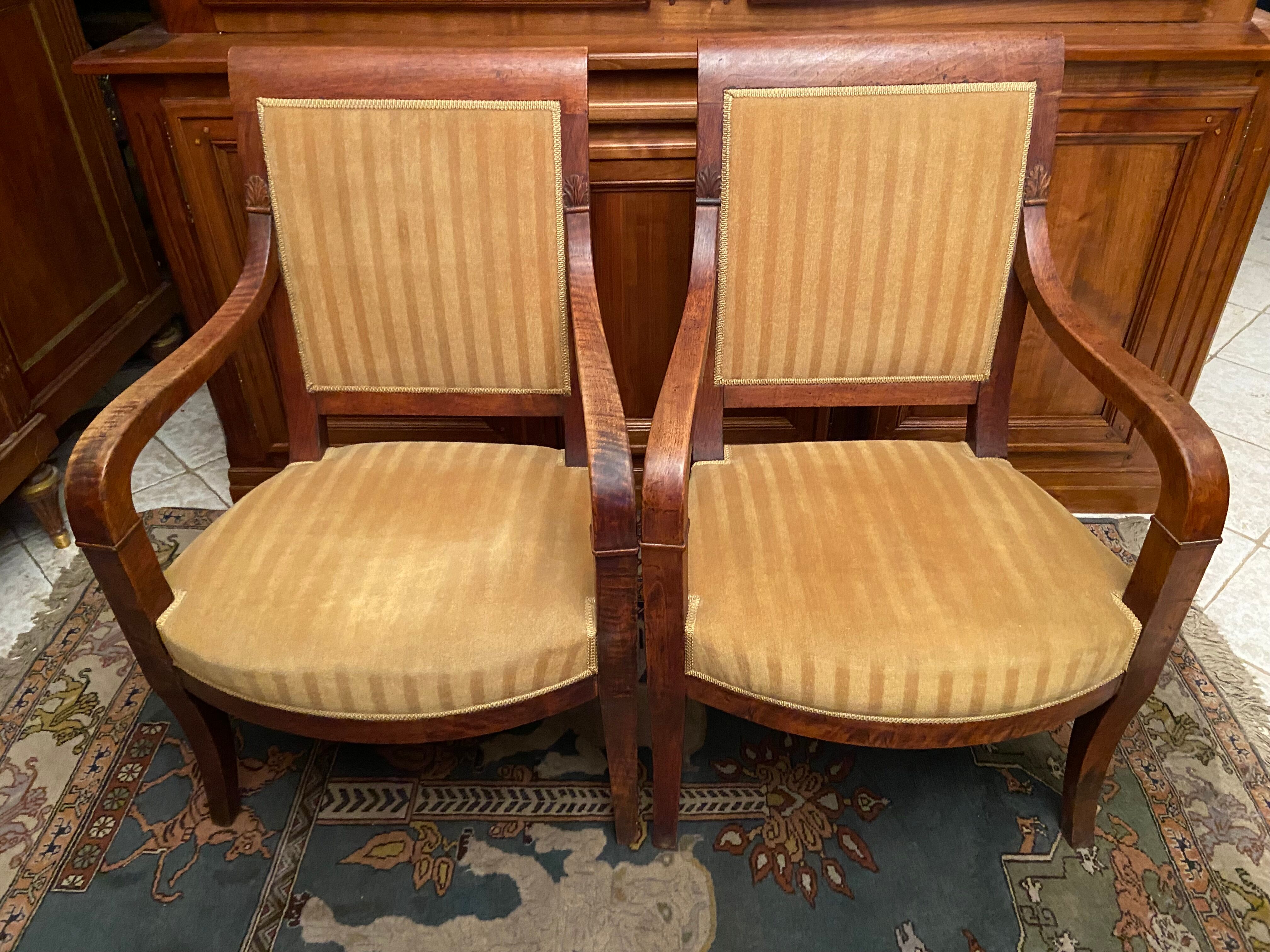 Pair of XIXth armchairs in solid walnut