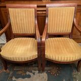 Pair of XIXth armchairs in solid walnut