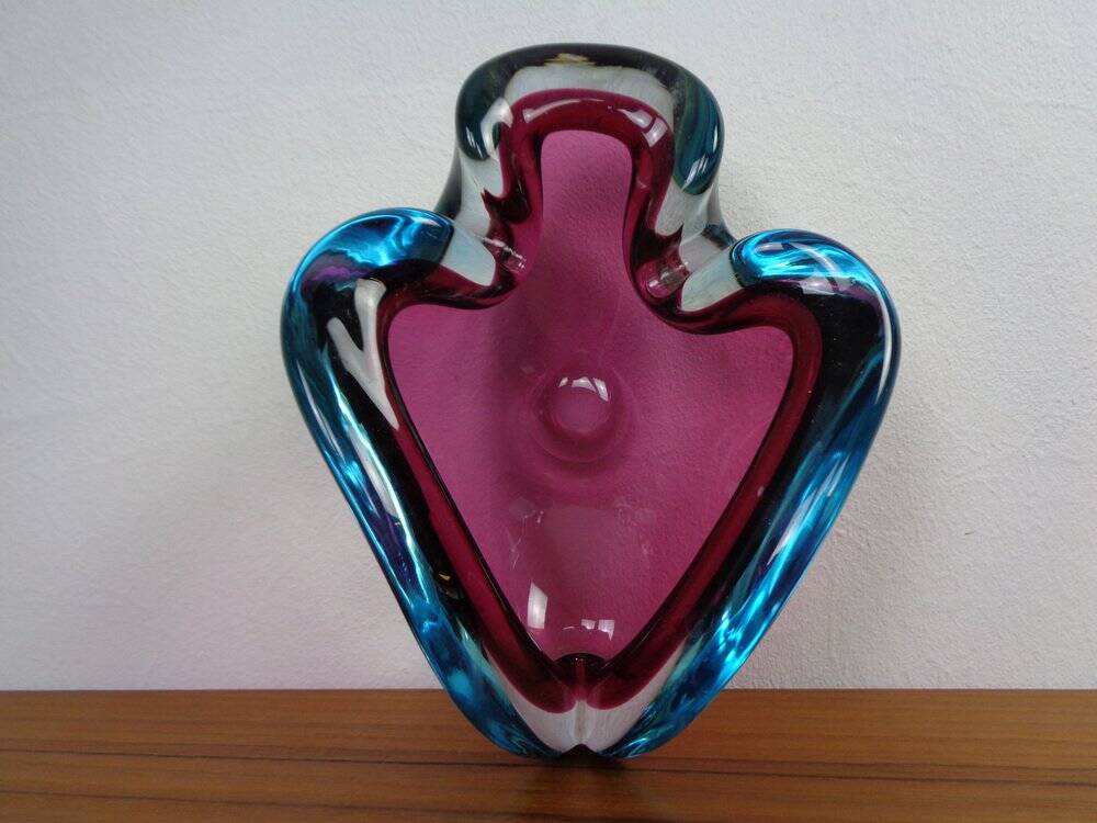 Large Sommerso Murano Glass Ashtray by Flavio Poli, Italy, 1960s