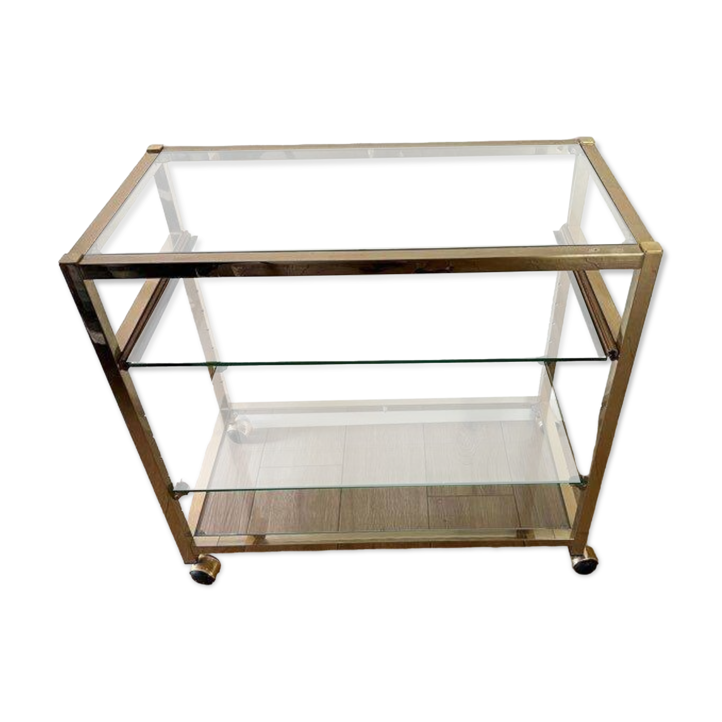 Desserte/Chariot de bar - laiton/verre - 4 niveaux - année 50