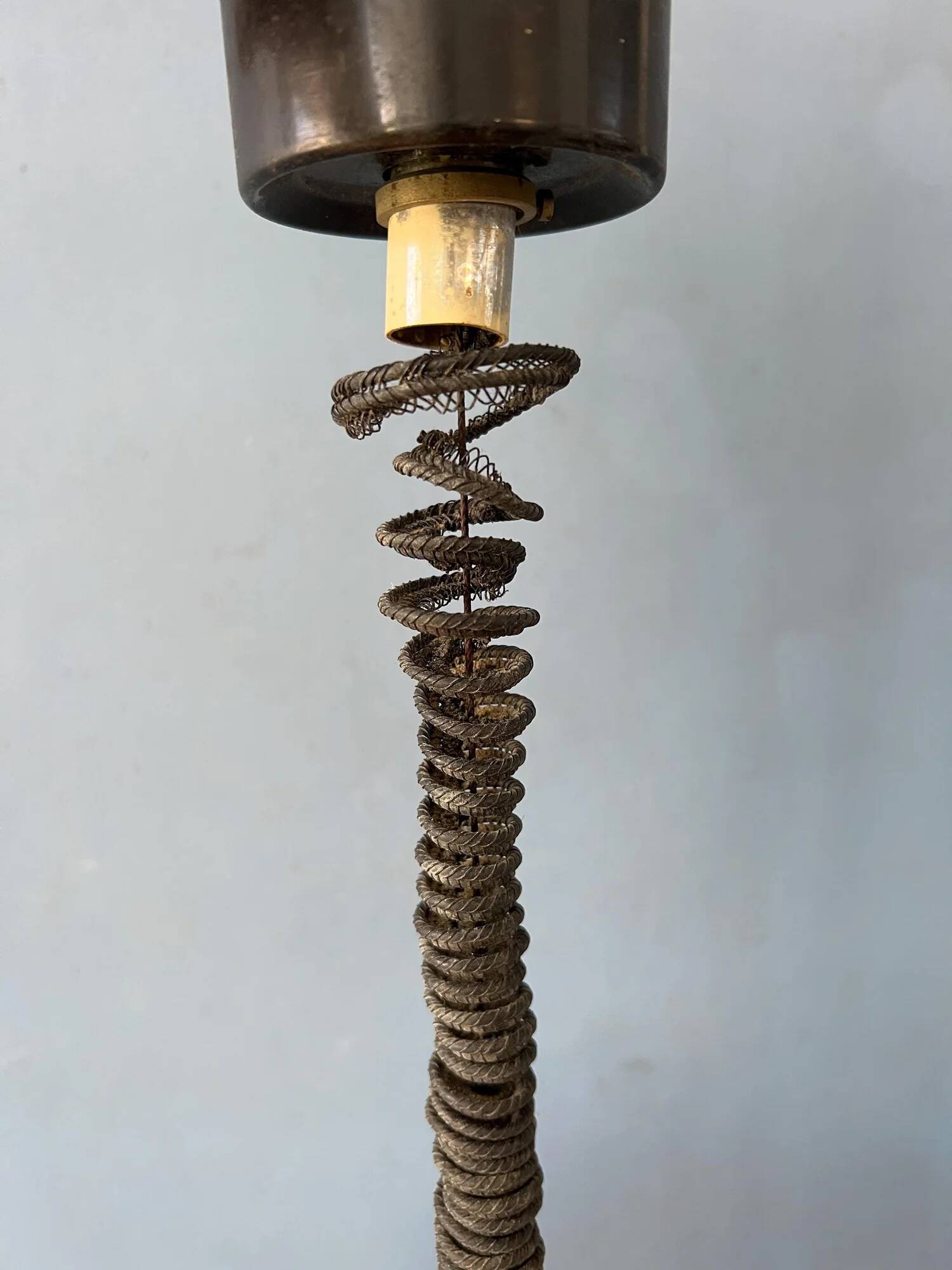 Big vintage red metal space age pendant lamp