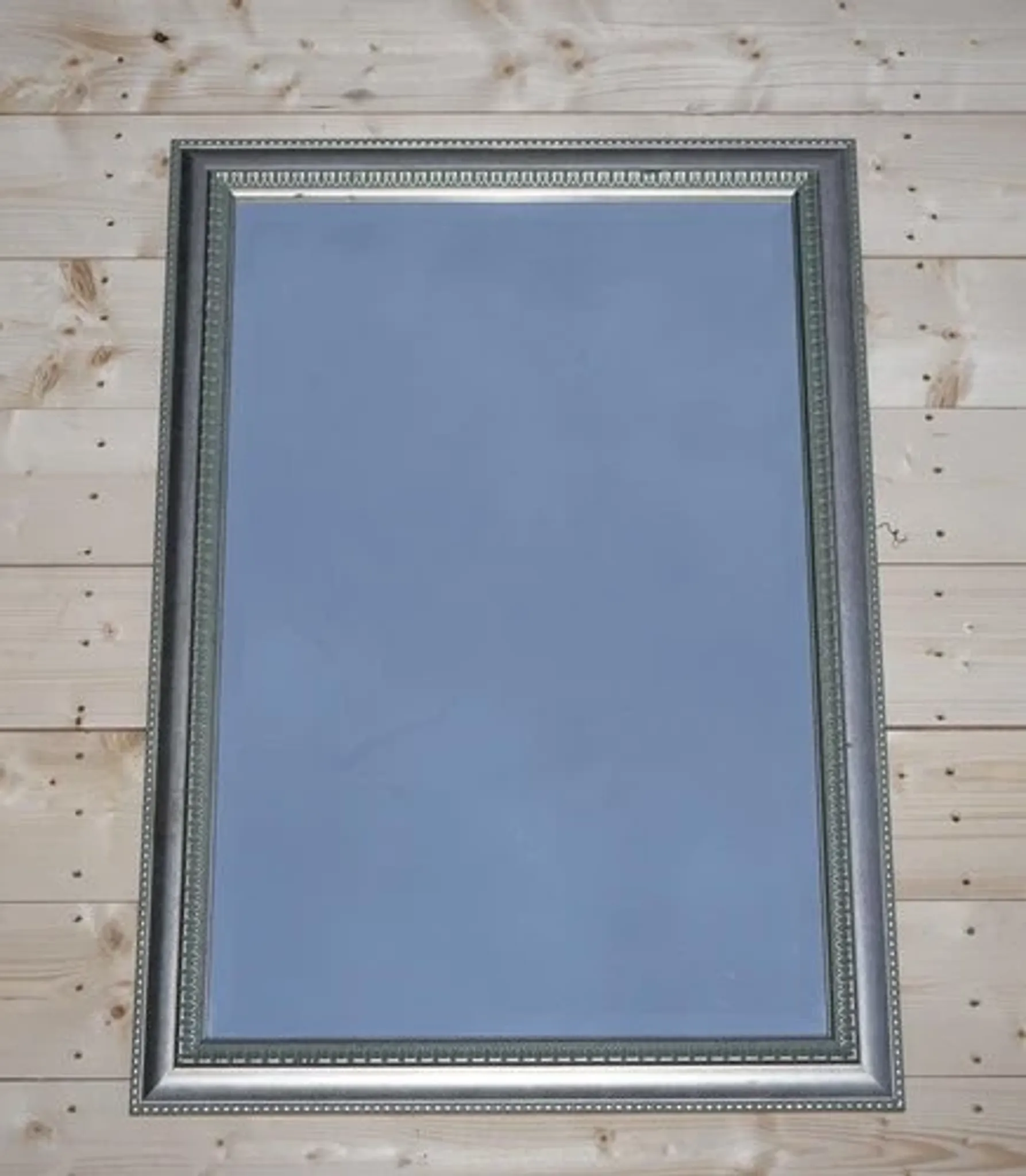 Vintage Bevelled Wall Mirror with Silver Grey Frame